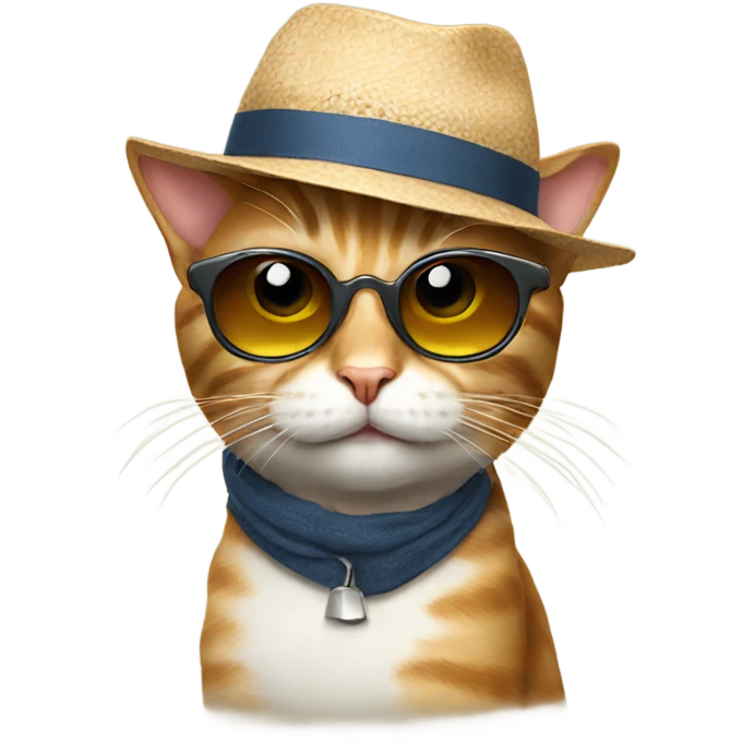 Cat with sunglasses and hat emoji