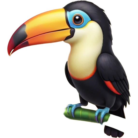 Cinematic Cute Toucan Portrait Emoji, Head tilted playfully and inquisitively, with a delightfully vibrant beak and round, sparkling eyes filled with tropical charm, Simplified yet irresistibly adorable features, highly detailed, glowing with a warm, inviting tropical glow, high shine, affectionate and lively, stylized with a touch of whimsical exotic flair, soft glowing outline, capturing the essence of a mischievous yet loving toucan that seems as if it could flutter out of the screen into your arms! emoji