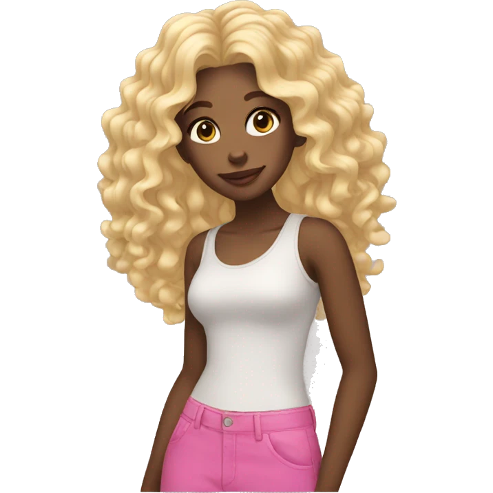 a black girl with some curly blonde hair emoji