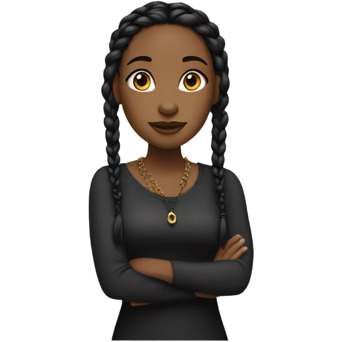 black woman with black down braids and top emoji