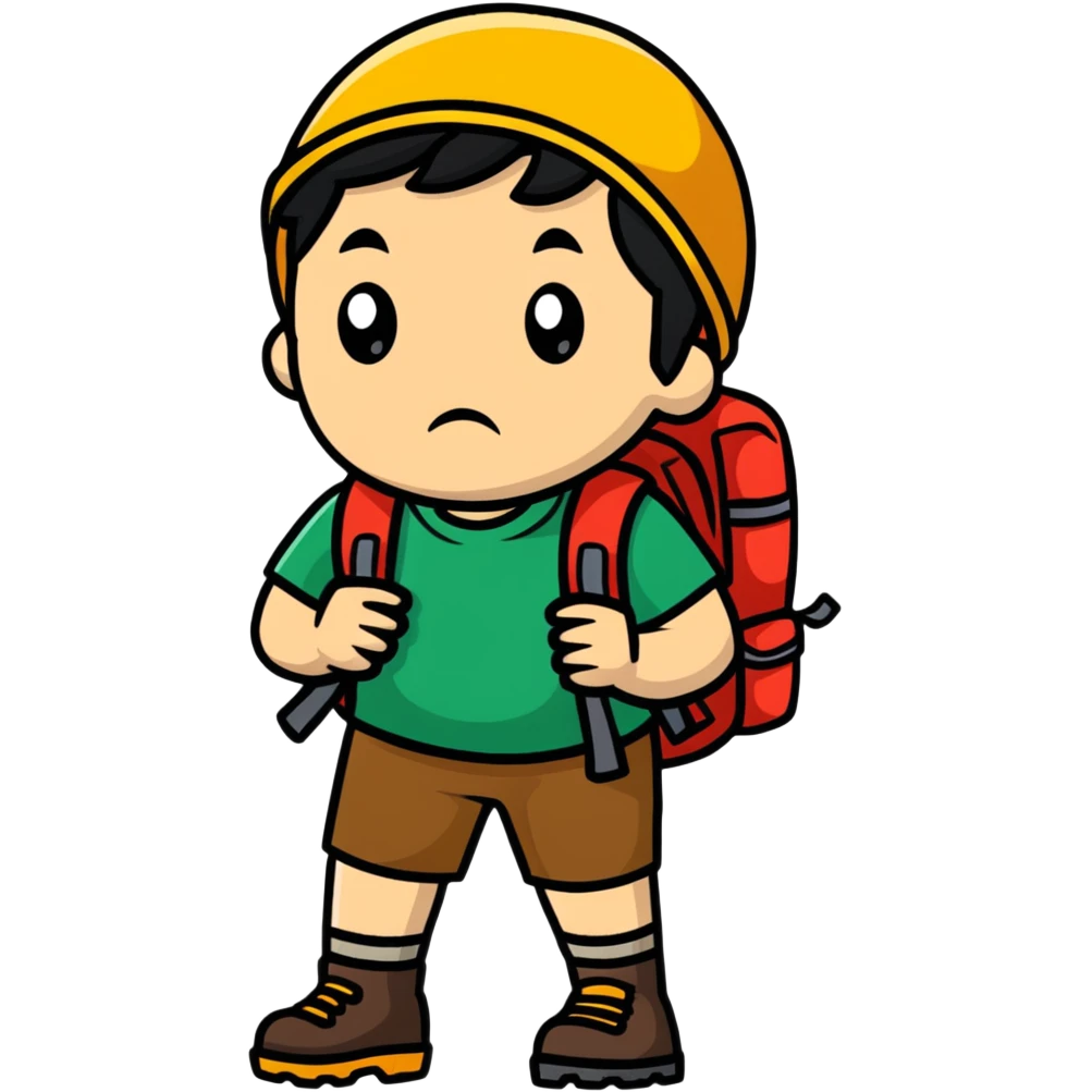 lost hiker with confused expression emoji