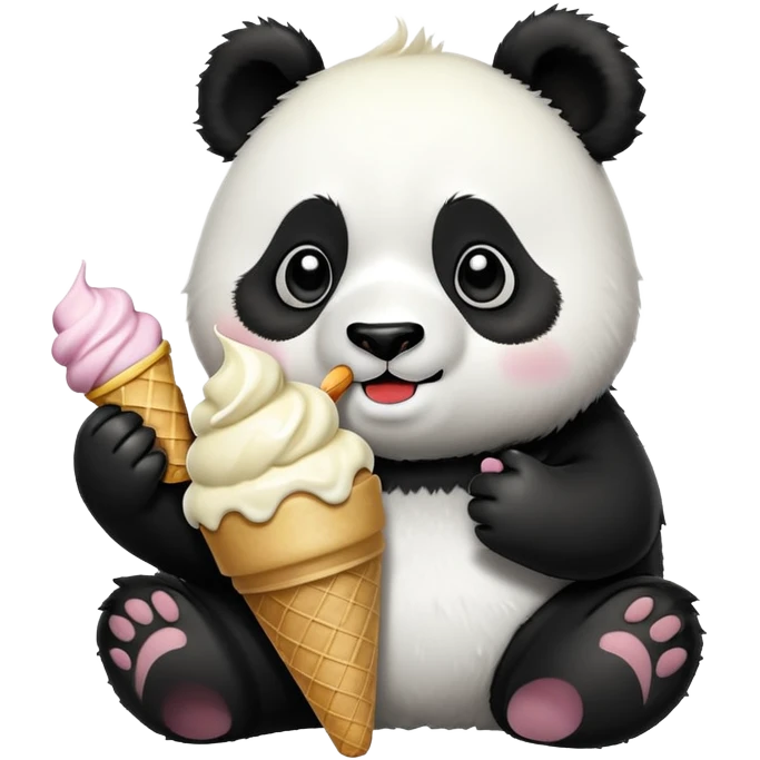 Panda eating ice cream emoji