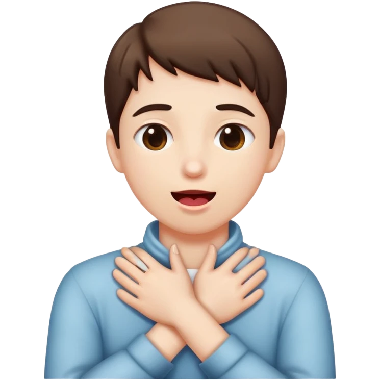 person holding neck crossed hands tongue out emoji