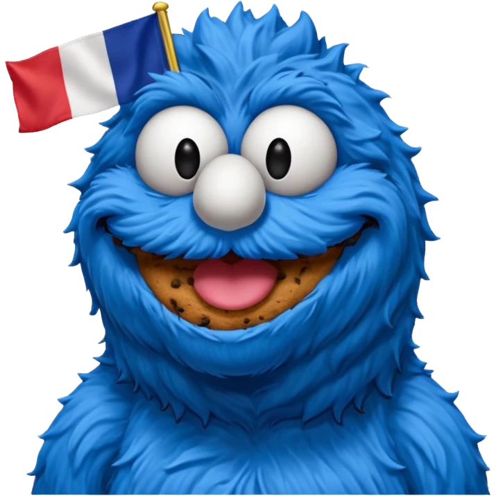 cookie monster bust, with french flag, only one flag,  emoji