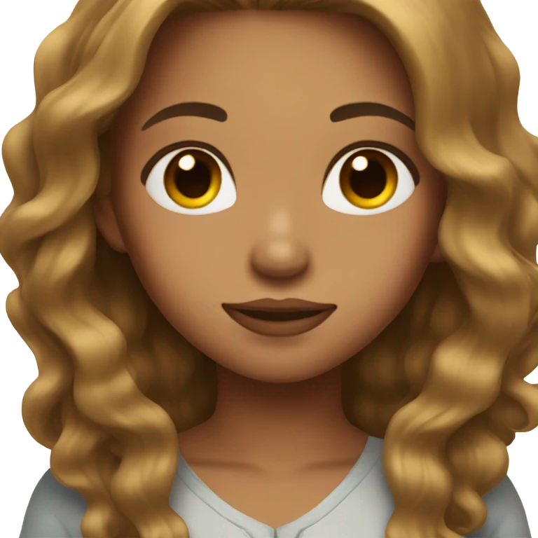 Girl with light skin and a brown hair blowout emoji
