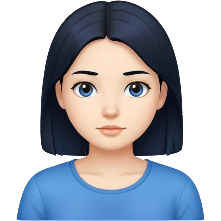 Chica,pelo liso y negro,top azul  emoji