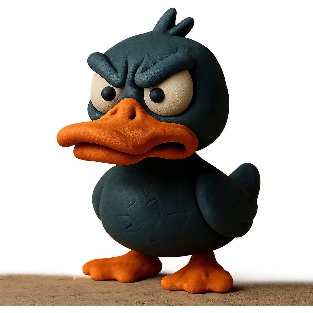 duck with exaggerated angry features and dark colors emoji