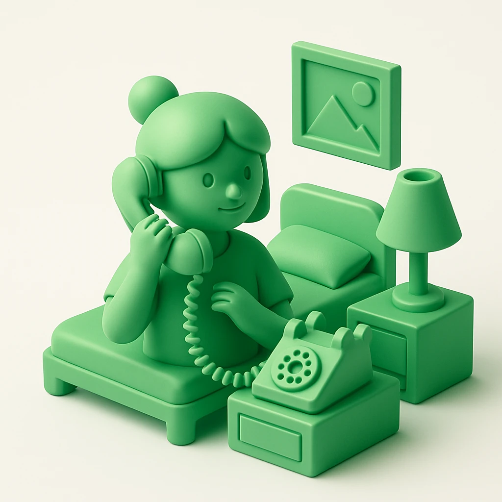 girl talking on telephone in her room emoji