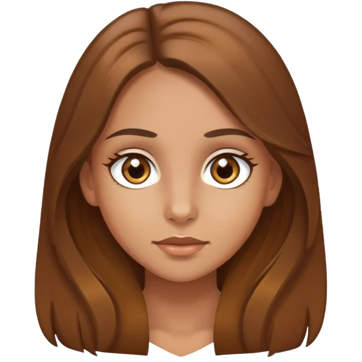 fair medium tan skin girl with hazel eyes and brown long hair emoji