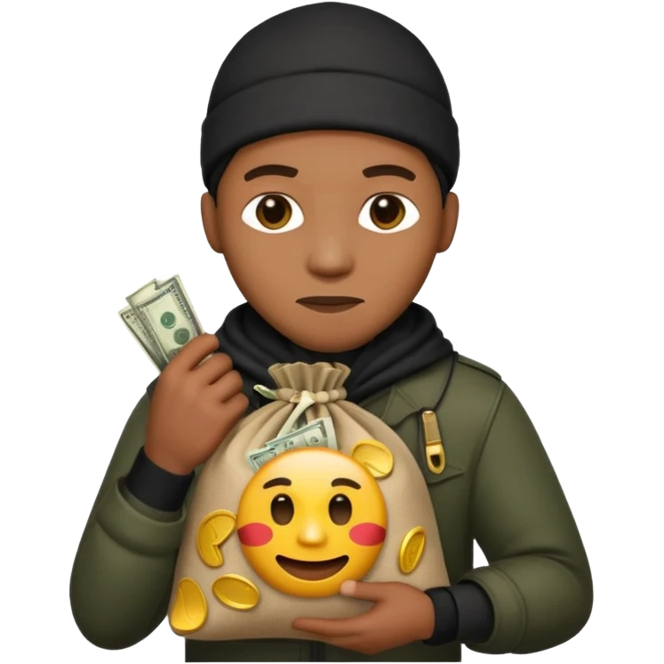 Ladrão com saco de dinheiro emoji eveito Mandelaa emoji