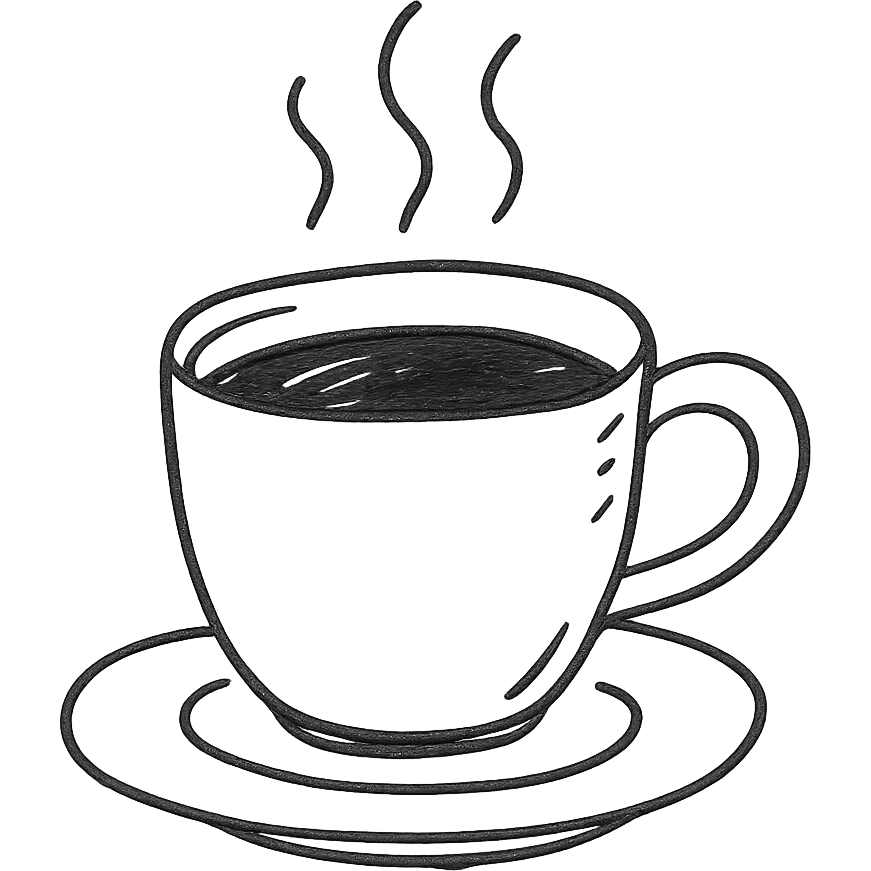 hand drawn outlined cup of coffee icon emoji