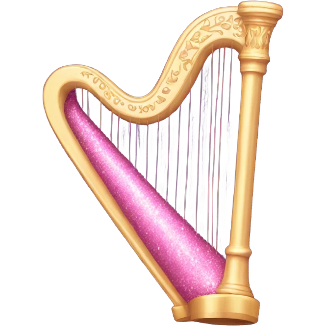 Pink harp with glitter emoji