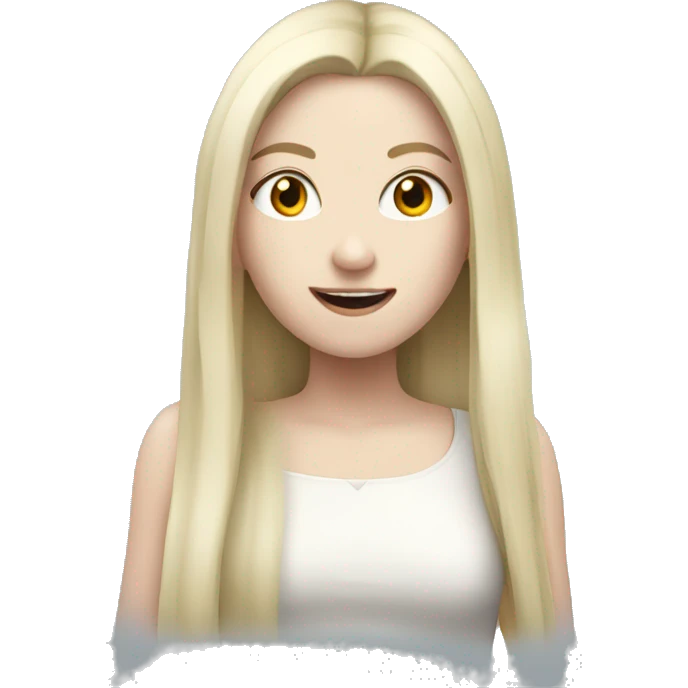 Pale girl with long black hair celebrating  emoji