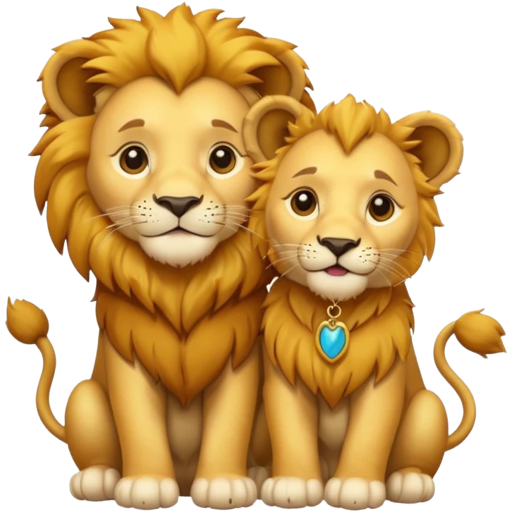 lion with a  cub playing gif emoji