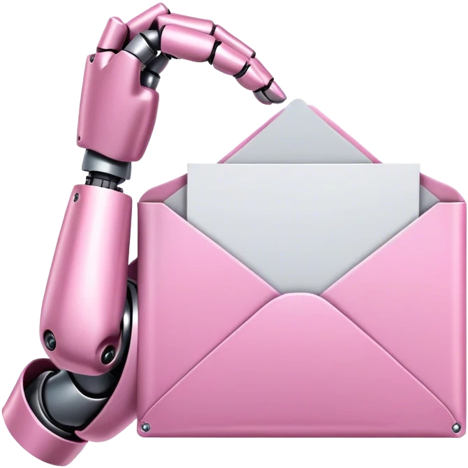 pink robotic hand holding email envolope emoji