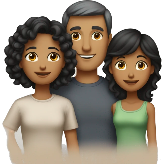 Family of 4; MOM IS A TAN SKIN GIRL, with BLACK HAIR and BANGS; DAD IS A LIGHT BROWN SKIN BOY, with SHORT STRAIGHT BLACK HAIR; OLDER DAUGHTER IS A TAN SKIN GIRL, with LONG BROWN CURLY HAIR; YOUNGER SON IS A FAIR SKIN BOY, with SHORT STRAIGHT BLACK HAIR emoji
