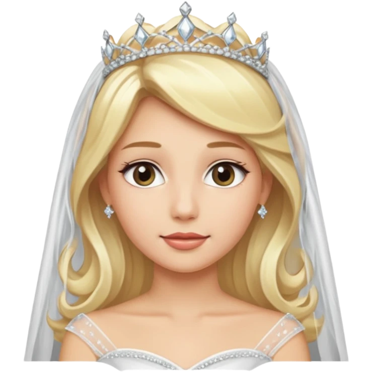 blonde bride silver diamond tiara and veil emoji