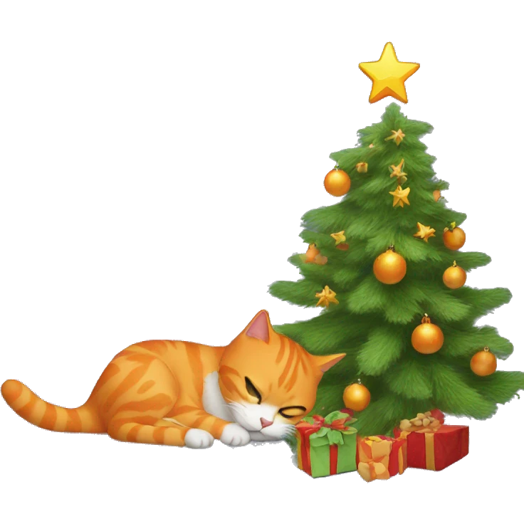 Orange cat knocking over Christmas tree emoji