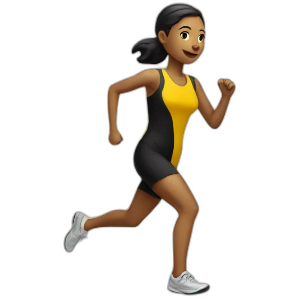 running woman in black and yellow dress emoji