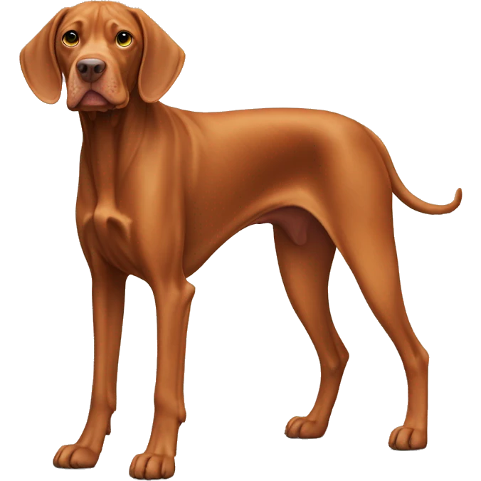 Vizsla dog. Full standing. happy.  light face emoji