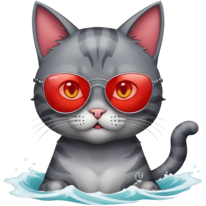 a bad kitty on the waves. make the cat look devlishish with a pair of ray bans on emoji