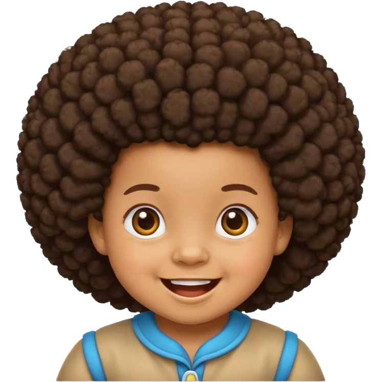 a smiling baby with a big afro emoji