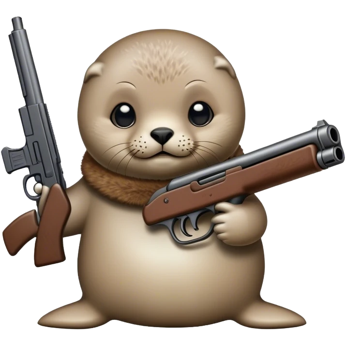 Baby seal holding a gun emoji