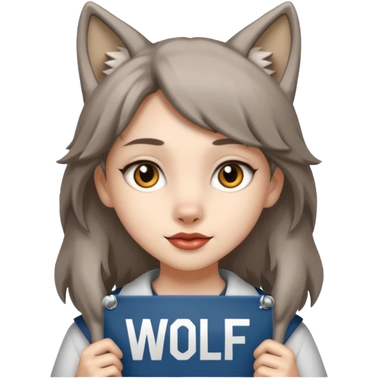 Wolf girl holding a banner that say #Wolf99 emoji