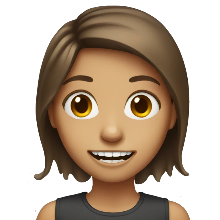 Brown haired girl with ugly teeth emoji