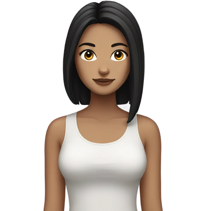 white girl with black hair and a cat emoji