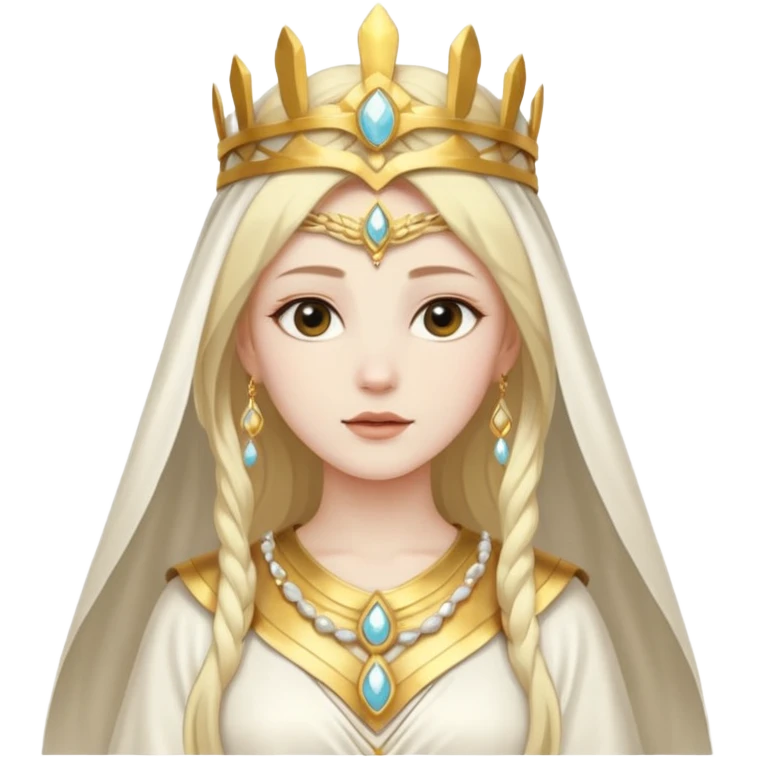 Min, The Noble One from Gods and Goddesses with white outfit, gold headdress emoji