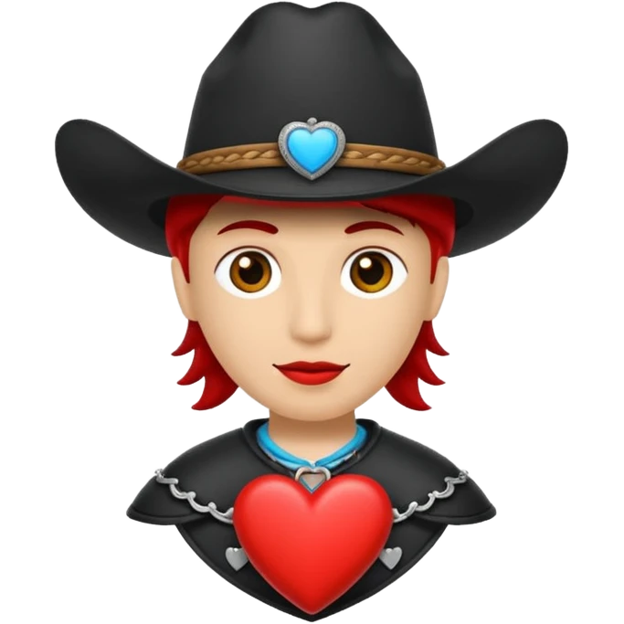 Puedes hacer el órgano conocido como corazón de humano con  un sombrero de vaquero color negro encima emoji