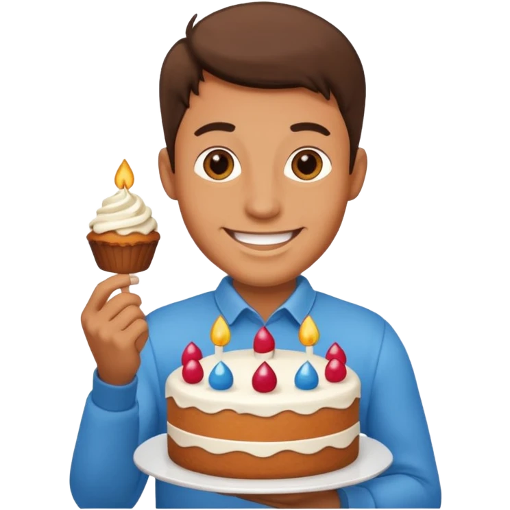 Man holding cake emoji