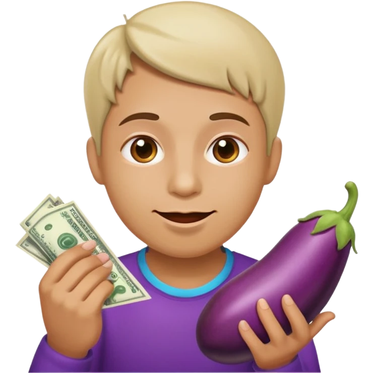 Money face eating a eggplant  emoji