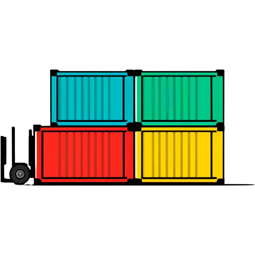 Colorful shipping container, logistics, cargo box emoji