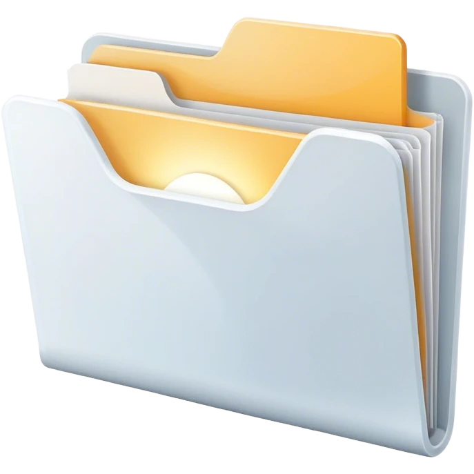 A modern, minimalist flat-style illustration of an open folder with a soft, glowing light emanating from inside.  emoji