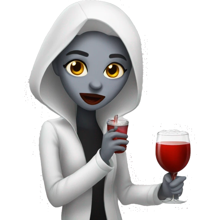 White Vampire with drink in her hand emoji