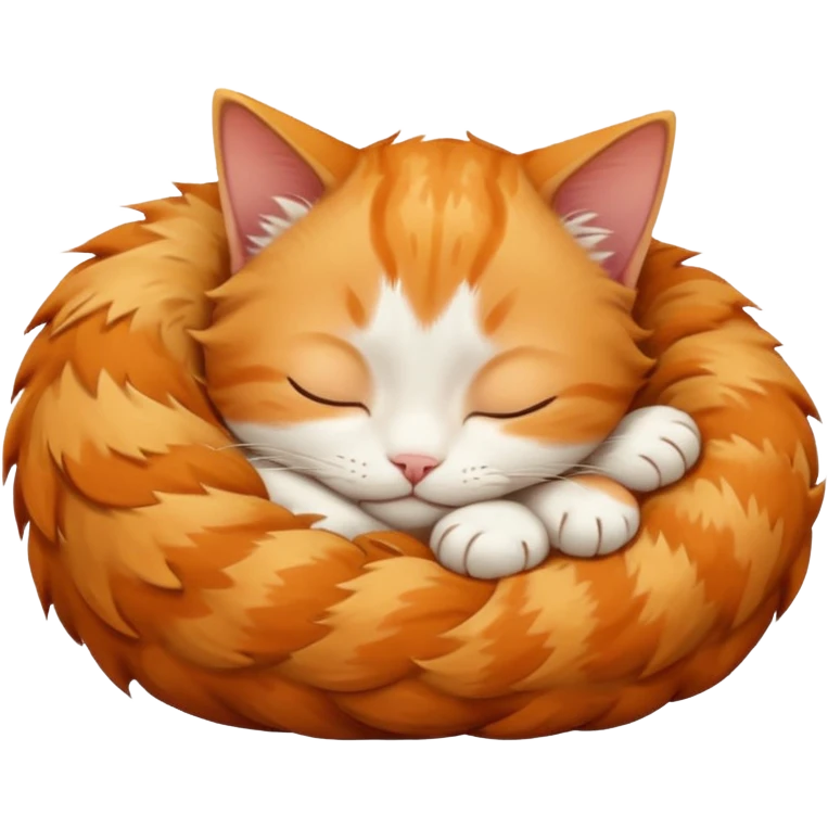 ginger and white small cat sleeping in weird position emoji