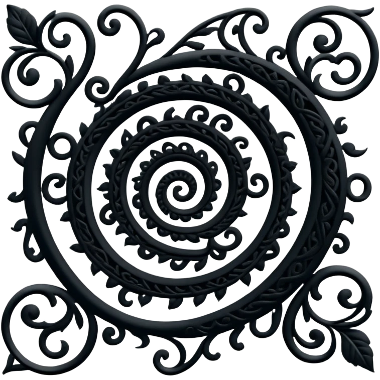 Very Simple black spiral floral filigree graphic  emoji