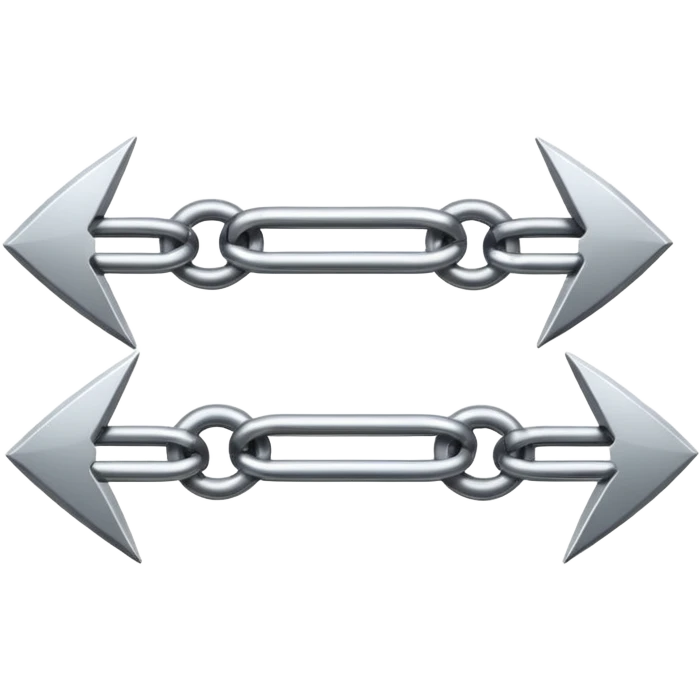 modern iOS emoji: a chain link with a bold arrow pointing right, link appears to be in motion, representing direction and goal-oriented connection emoji