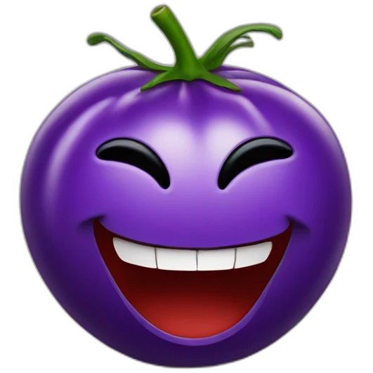 Laughing purple tomato emoji