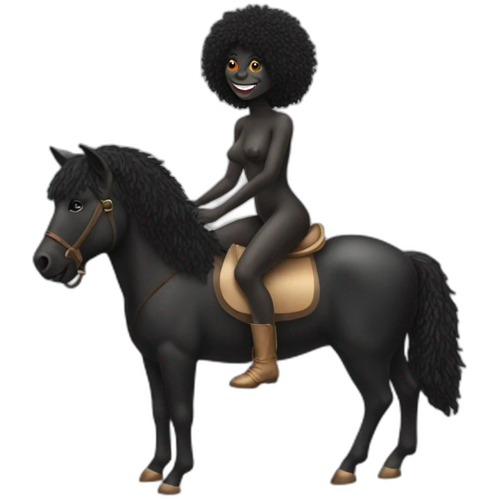Female Naturist gollywog on a horse emoji