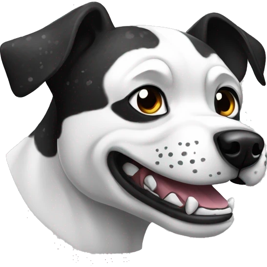 Black and white speckled dog snarl aggresive emoji