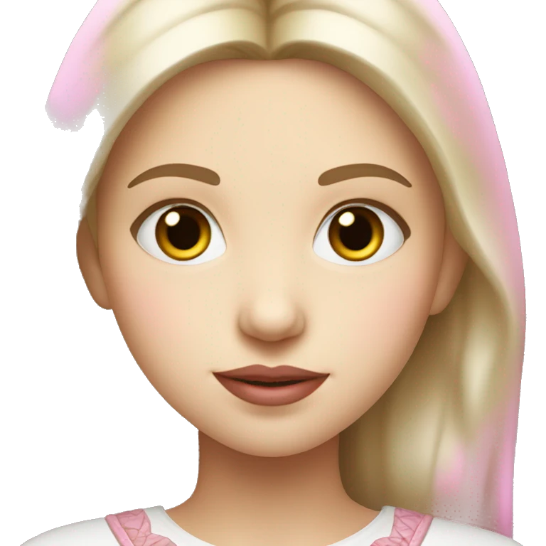 slavic girl with little smile, white skin and pink light lips emoji