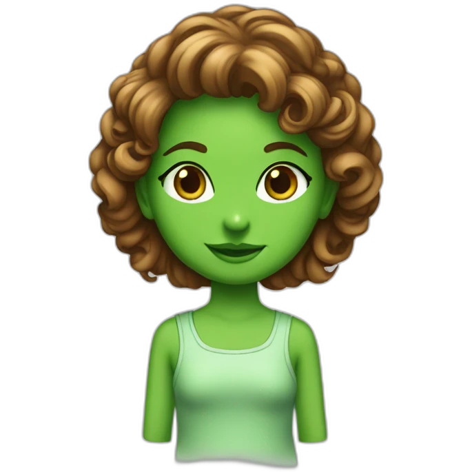 cheuveux chatain foncé yeux vert fille emoji