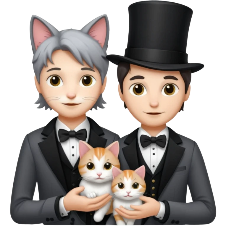 magician couple and their pet cat emoji