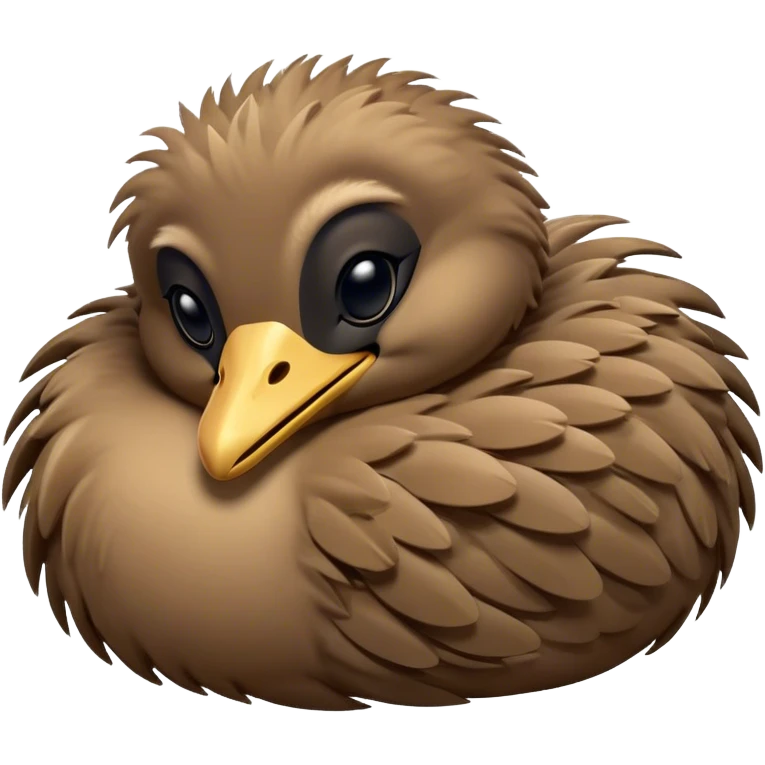 Meme-Worthy Cute Sleeping Emu Portrait Emoji, Head resting peacefully with a contented smile, showcasing a tall, graceful build and a luxuriously soft brown plumage, eyes shut in a serene, restful nap, Simplified yet hilariously adorable features, highly detailed, glowing with a soft, drowsy light, high shine, relaxed and utterly lovable, stylized with an air of playful laziness, bright and heartwarming, soft glowing outline, capturing the essence of a comically sleepy emu, so meme‐worthy it feels like it could instantly become the next viral sensation of adorable slumber! emoji