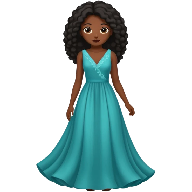 A girl with 4c hair and a long dress emoji