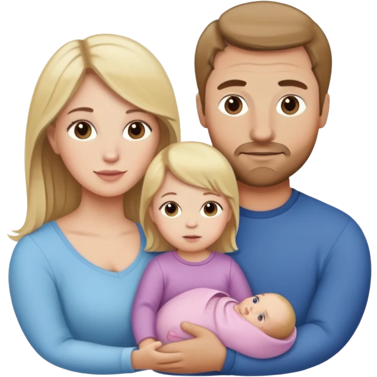 White family, 1 mom with brown hair, 1 dad with Blonde hair, 1 girl baby  emoji