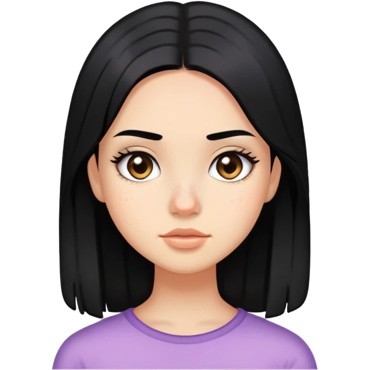 girl with visible acne, straight black hair and light makeup emoji